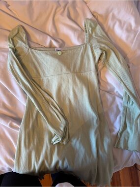 Princess Polly Sage Green Ribbed Mini Dress